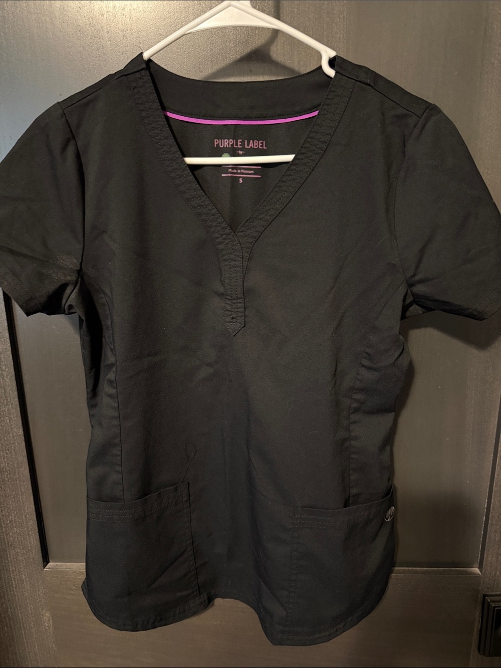 Women’s Black V-Neck Scrub Top - Purple Label